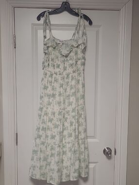 Trixxi Cream Maxi Dress with Sage Green Floral Print